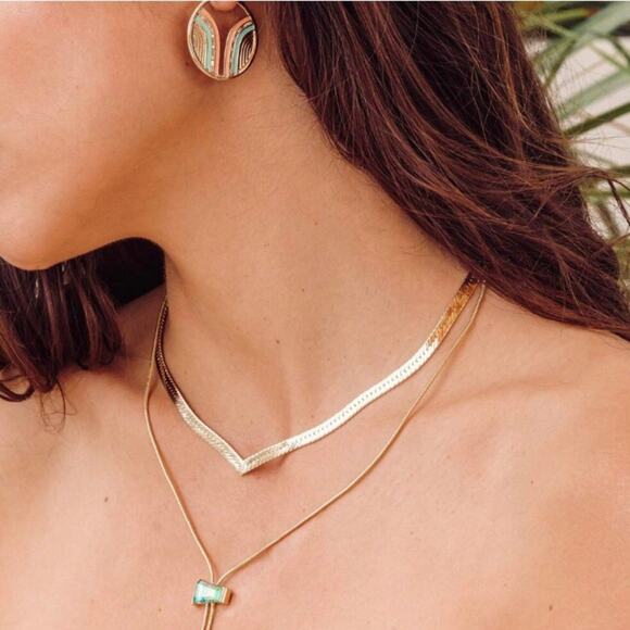 REVOLVE Shashi V Herringbone Gold Chain Necklace, Short Gold Chain, Gold Choker - Picture 2 of 4